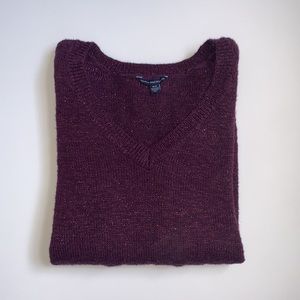 American Eagle Outfitters Purple Shimmer V-Neck Sweater